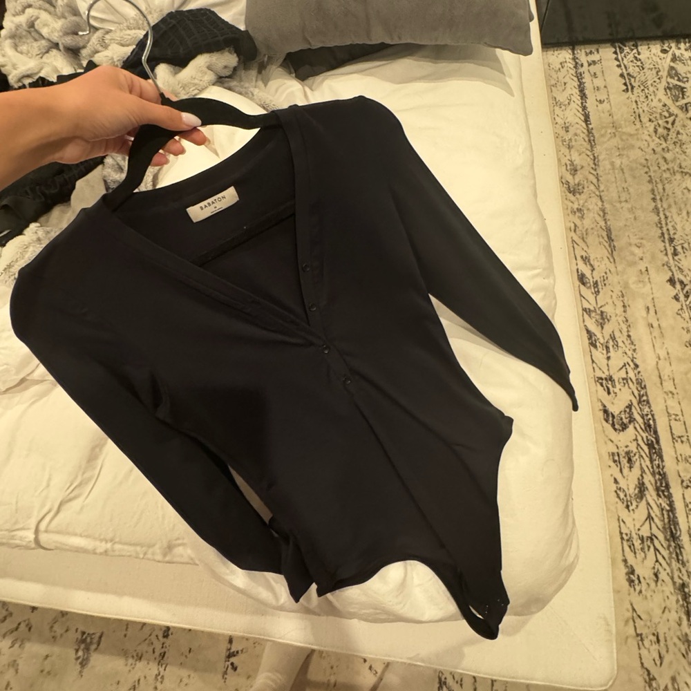 ARITZIA BABATON BODYCON bodysuit Black Long Sleeve Top